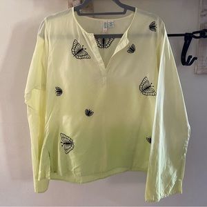 Bill Blass vintage Y2K butterfly embroidered ombre top